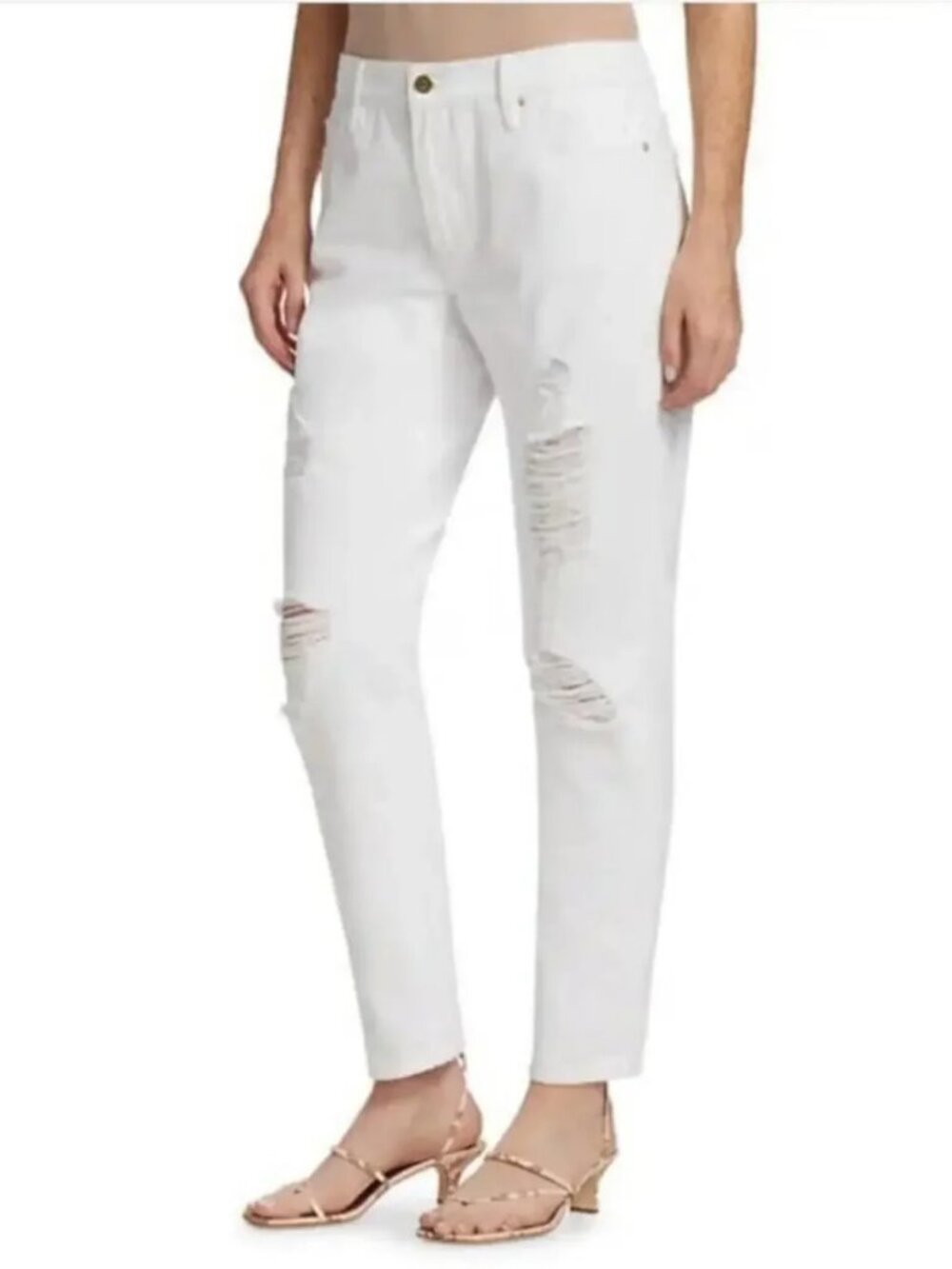 FRAME Le Garcon Distressed Jeans White Size 25